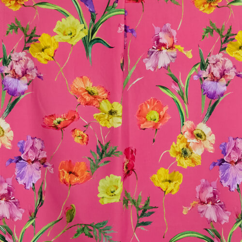 IC012 Poplin 100% Cotton Fabric Raspberry Rose / Mlt Barbara Softened