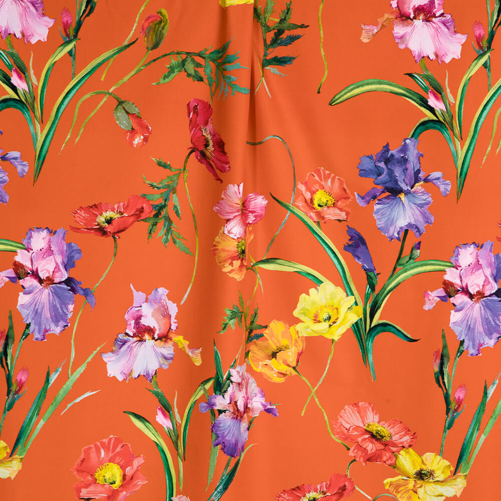 IC012 Poplin 100% Cotton Fabric Coral Rose / Mlt Barbara Softened