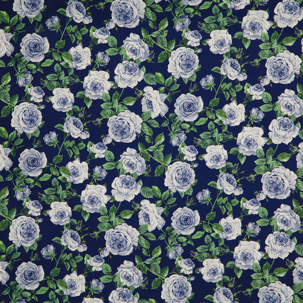 IC012 Poplin Majolica Blue / Mlt Susan 100% Cotton Fabric