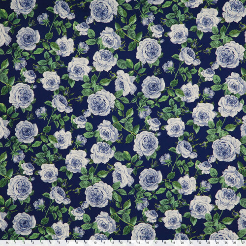 IC012 Poplin 100% Cotton Fabric Majolica Blue / Mlt Susan Softened