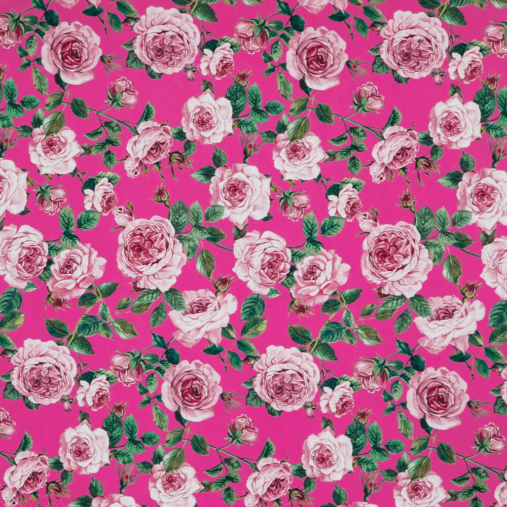 IC012 Poplin Raspberry Rose / Mlt Susan 100% Cotton Fabric