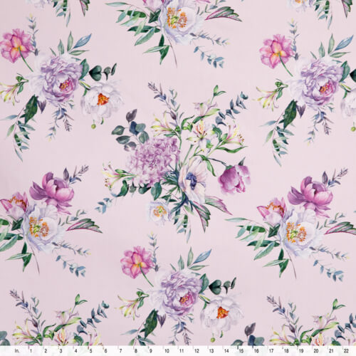 IC012 Poplin 100% Cotton Fabric Primrose Pink / Mlt Amelia Softened