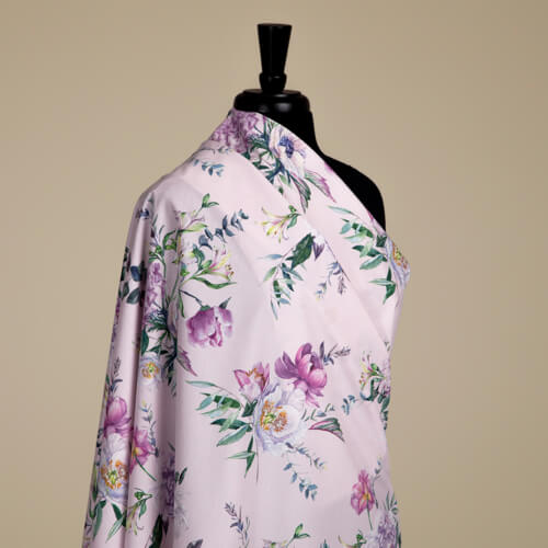 IC012 Poplin 100% Cotton Fabric Primrose Pink / Mlt Amelia Softened