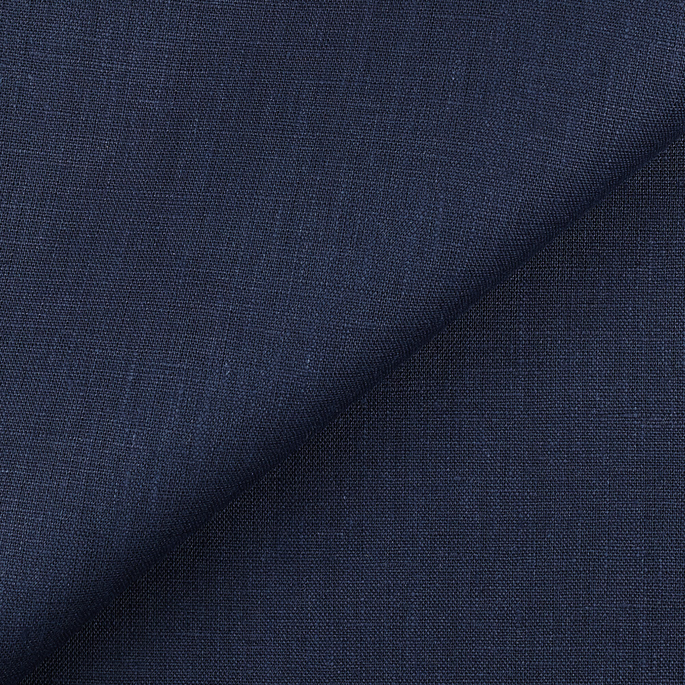 4C22 Rustic  100% Linen Fabric Cobalt Fs Premier Finish