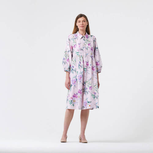 IC012 Poplin 100% Cotton Fabric Primrose Pink / Mlt Amelia Softened