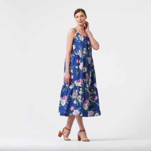 IC012 Poplin 100% Cotton Fabric True Navy / Mlt Amelia Softened