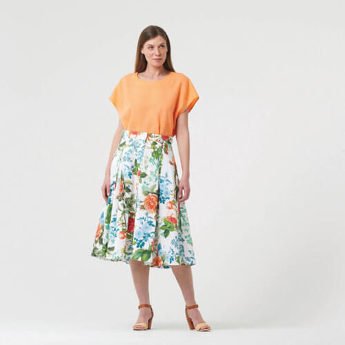 IC023 Faille 100% Cotton Fabric White / Mlt Elisabeth Softened