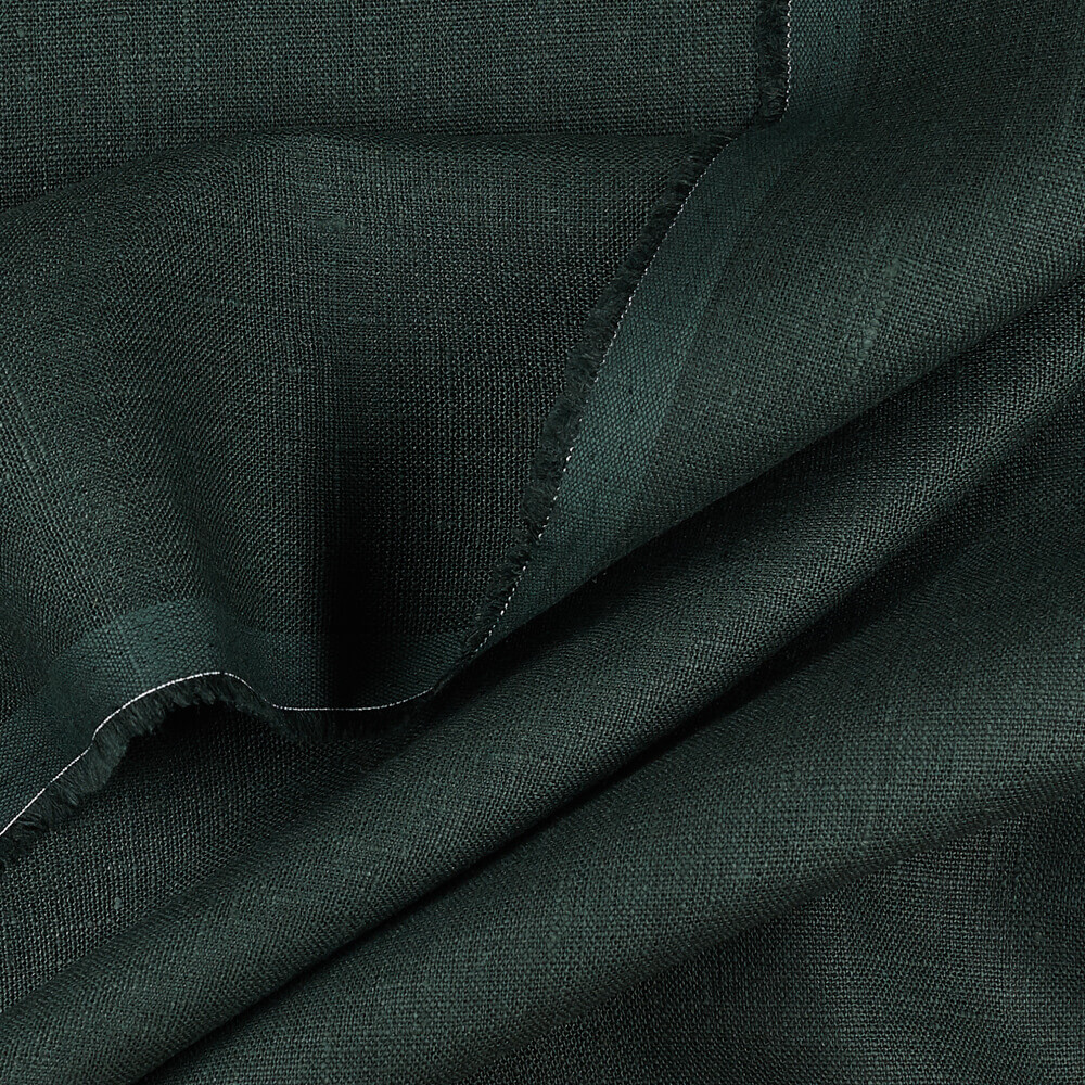 4C22 Rustic  100% Linen Fabric Emerald Fs Premier Finish