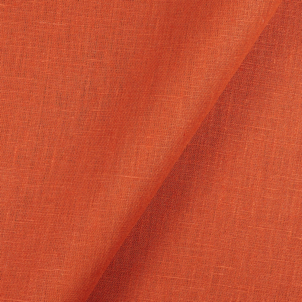 4C22 Rustic  100% Linen Fabric Mecca Orange Softened