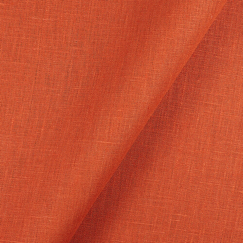 4C22 Rustic  100% Linen Fabric Mecca Orange Softened