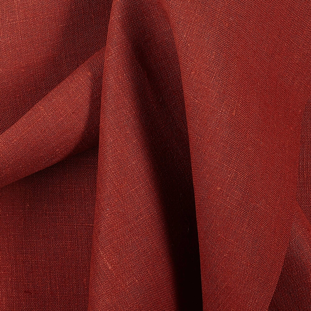 4C22 Rustic  100% Linen Fabric Spice Softened