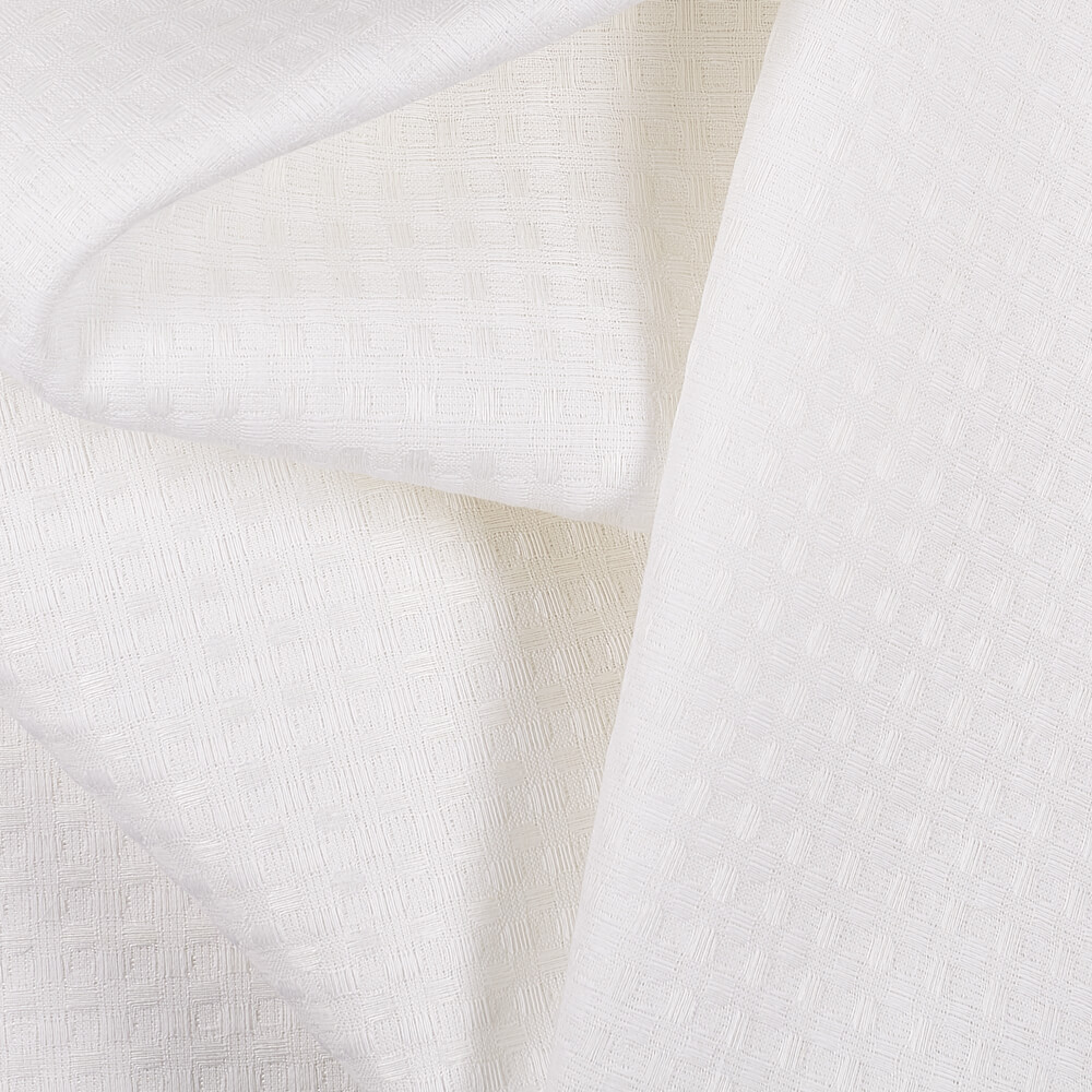 Fabric IS010 Waffle 54% Linen / 46% Cotton Fabric Optic White Softened