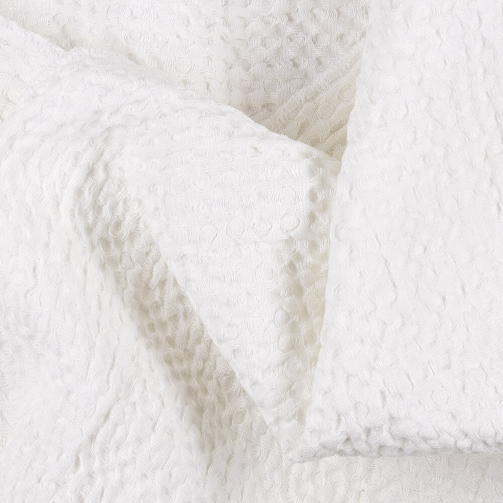 IS010 Waffle Optic White 54% Linen / 46% Cotton Fabric