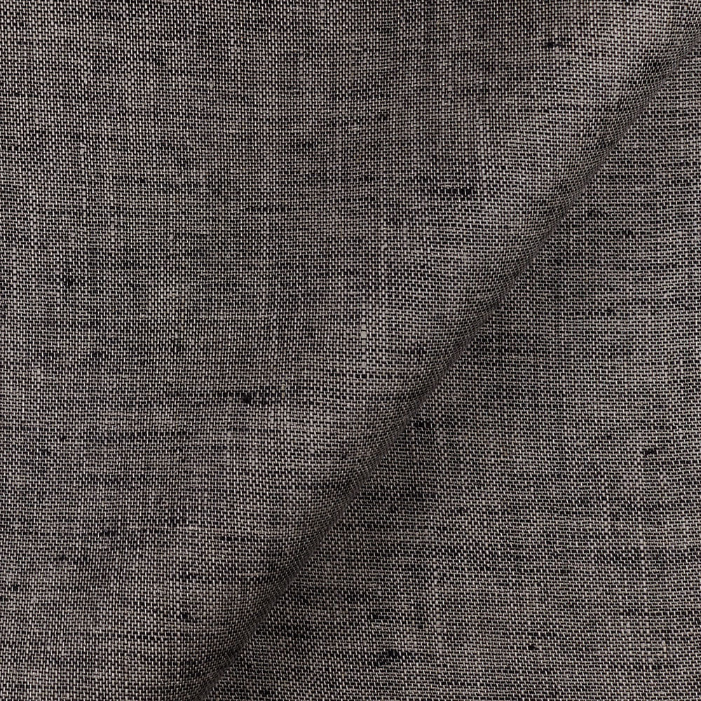 IL028 Double Sided 100% Linen Fabric  - 874 Black-natural Softened