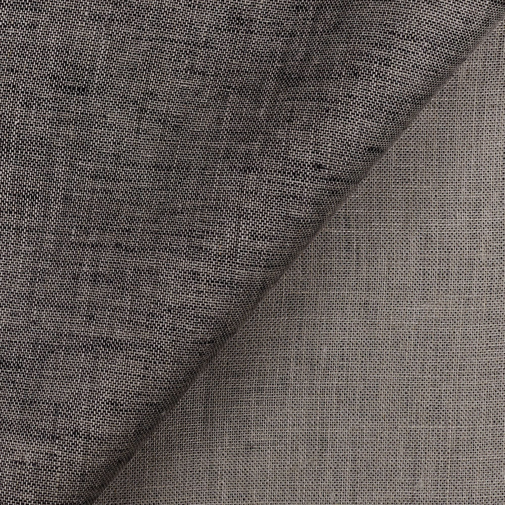 IL028 Double Sided 100% Linen Fabric  - 874 Black-natural Softened