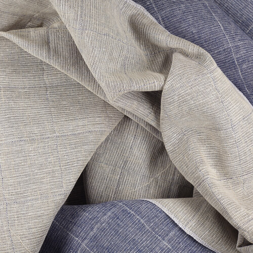 IS046 73% Linen / 27% Cotton Fabric Cobalt / Natural - Henri
