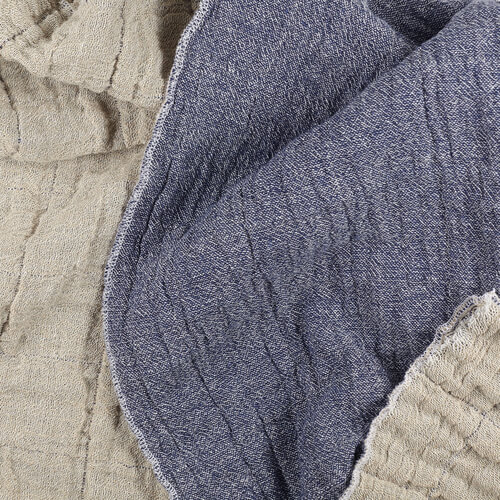 IS046 73% Linen / 27% Cotton Fabric Cobalt / Natural - Henri