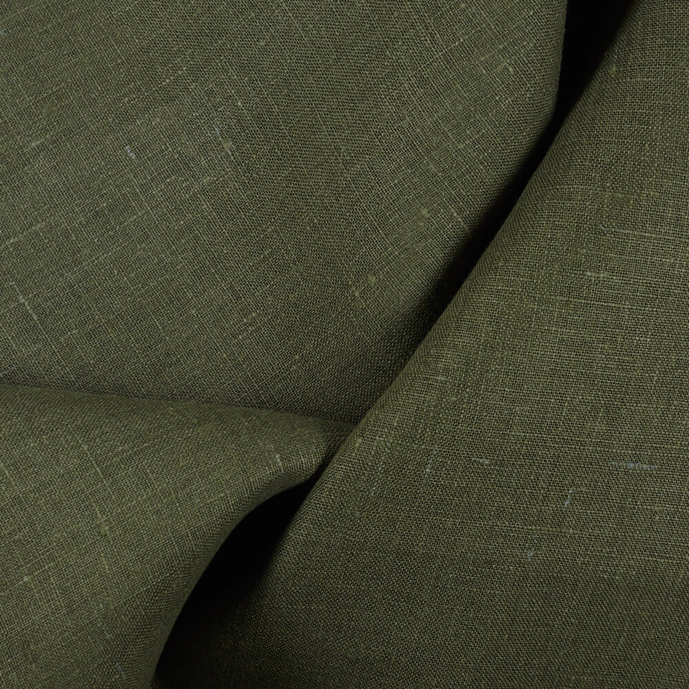 Fabric 4C22 Rustic 100% Linen Fabric Moss Softened