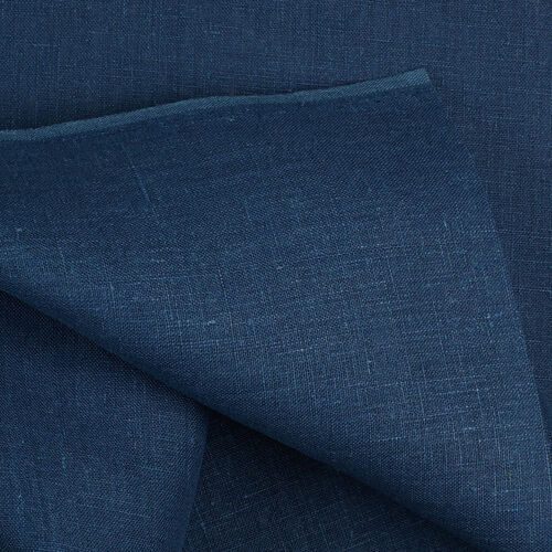 4C22 Rustic  100% Linen Fabric Blue Ink Softened