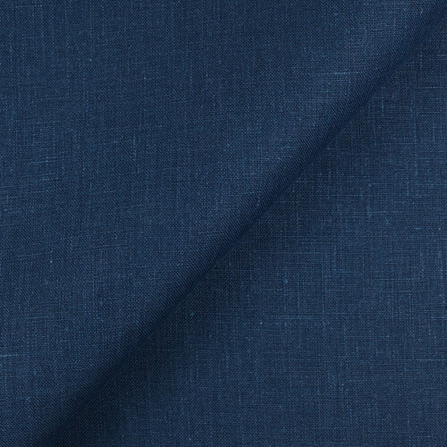 4C22 Rustic  100% Linen Fabric Blue Ink Softened