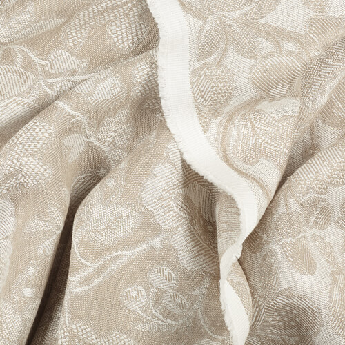 IL098 Jacquard 100% Linen Fabric Natural / White - Loire Fs Signature Finish