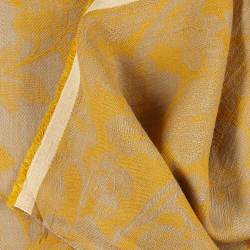IL098 Jacquard 100% Linen Fabric Natural / Autumn Gold - Loire Fs Signature Finish