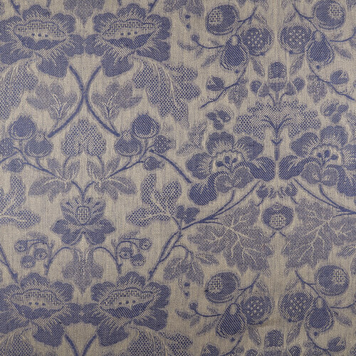 IL098 Jacquard Natural / Insignia Blue - Loire 100% Linen Wholesale Fabric by the Bolt