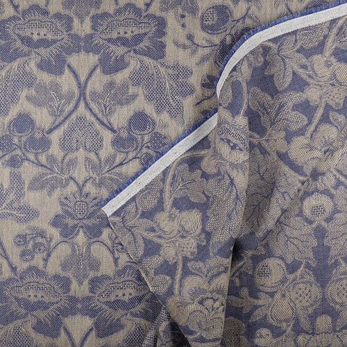 Fabric IL098 100% Linen Fabric Natural / Insignia Blue - Loire Fs ...