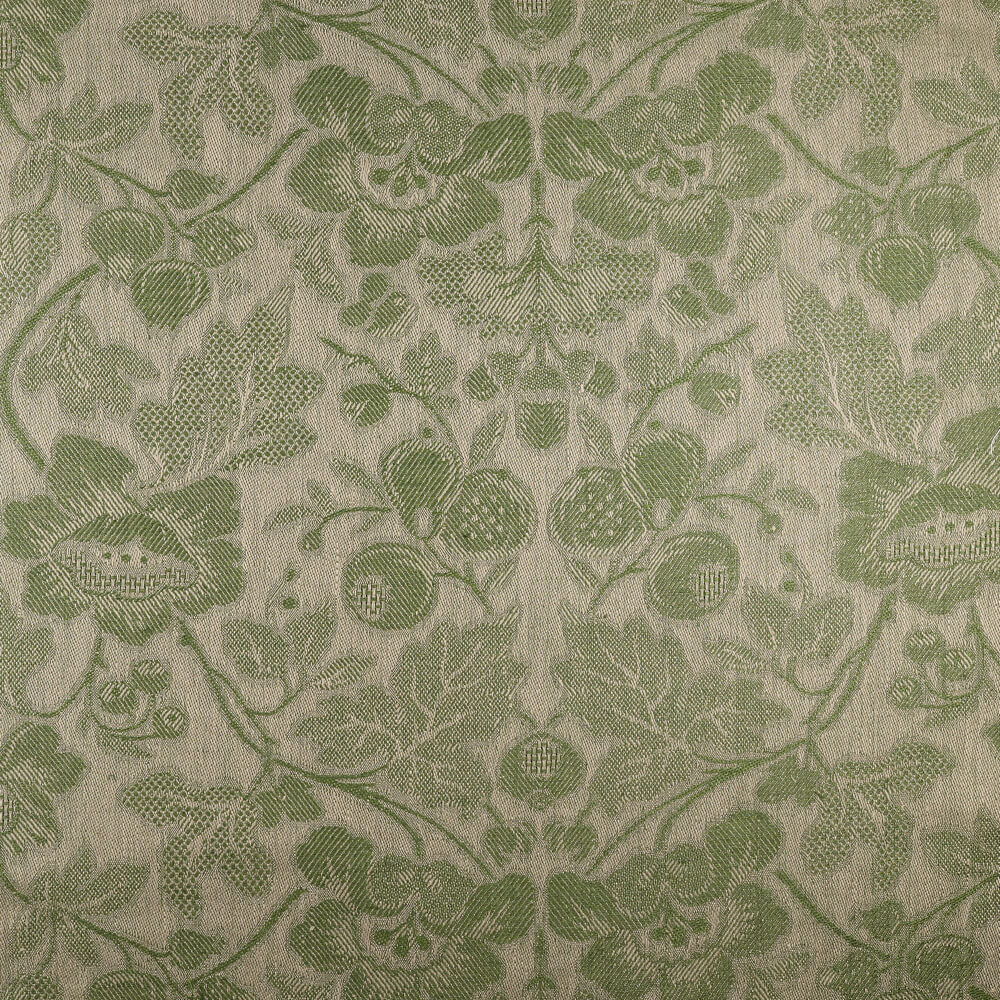 IL098 Jacquard Natural / Evergreen - Loire 100% Linen Fabric