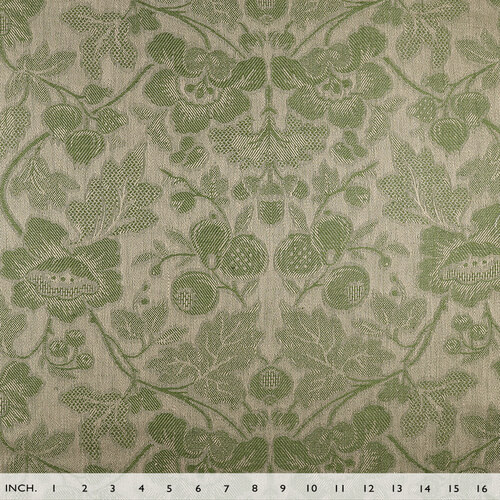 Fabric IL098 Jacquard 100% Linen Fabric Natural / Evergreen - Loire Fs ...