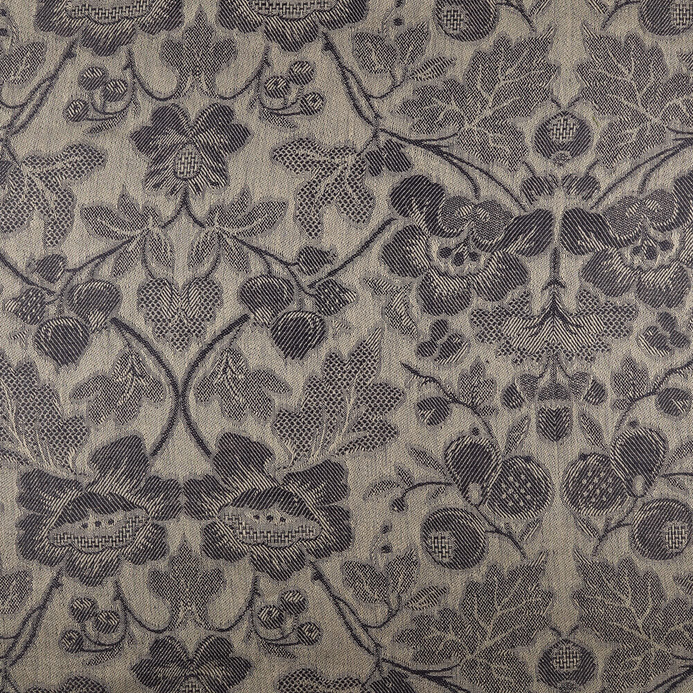 IL098 Jacquard Natural / Black - Loire 100% Linen Fabric