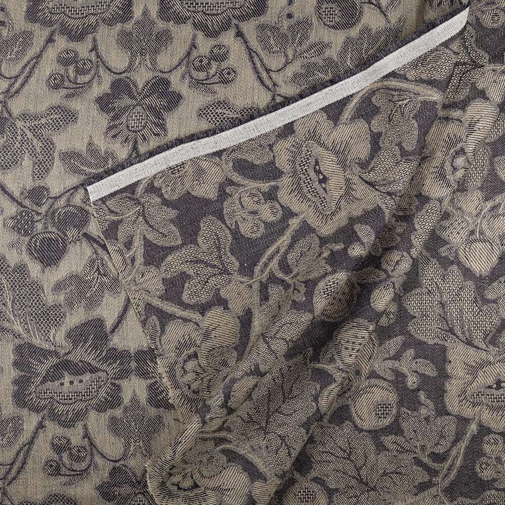 IL098 Jacquard 100% Linen Fabric Natural / Black - Loire Fs Signature Finish