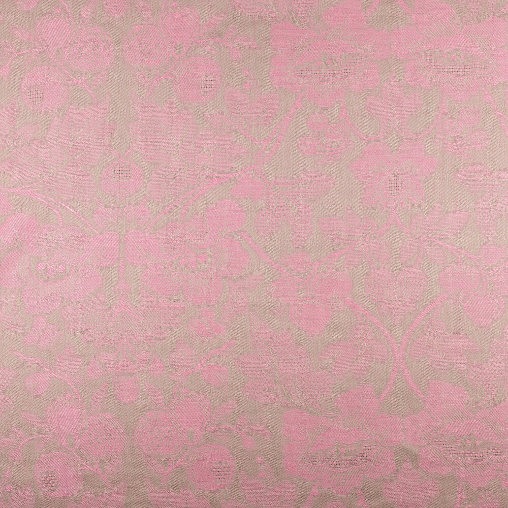 IL098 Jacquard Natural / Wild Rose - Loire 100% Linen Fabric