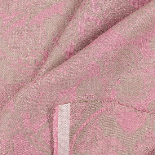 IL098 Jacquard 100% Linen Fabric Natural / Wild Rose - Loire Fs Signature Finish