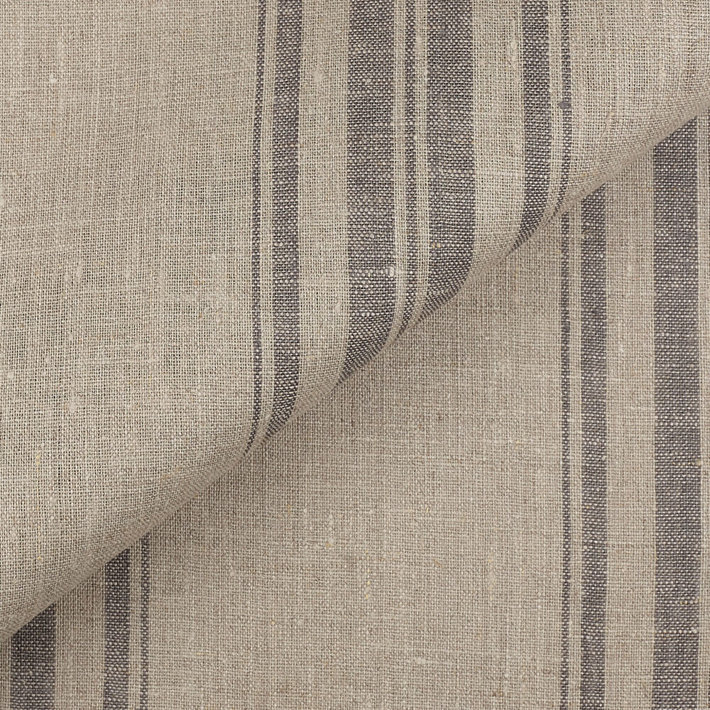 IL084 Narrow Width Natural / Graphite - Remy 100% Linen Fabric