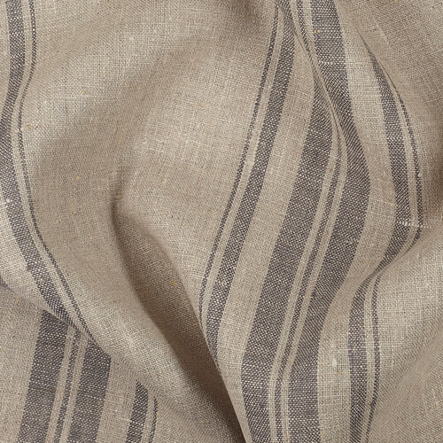 IL084 Narrow Width 100% Linen Fabric Natural / Graphite - Remy Softened