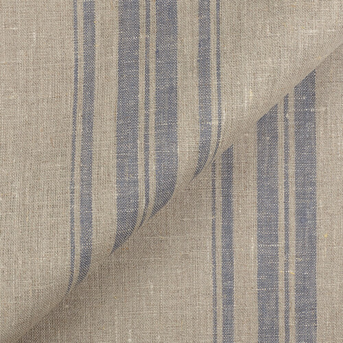 IL084 Narrow Width Natural / Blue Mirage - Remy 100% Linen Wholesale Fabric by the Bolt