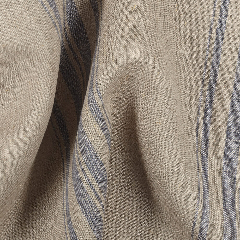 IL084 Narrow Width 100% Linen Fabric Natural / Blue Mirage - Remy Softened