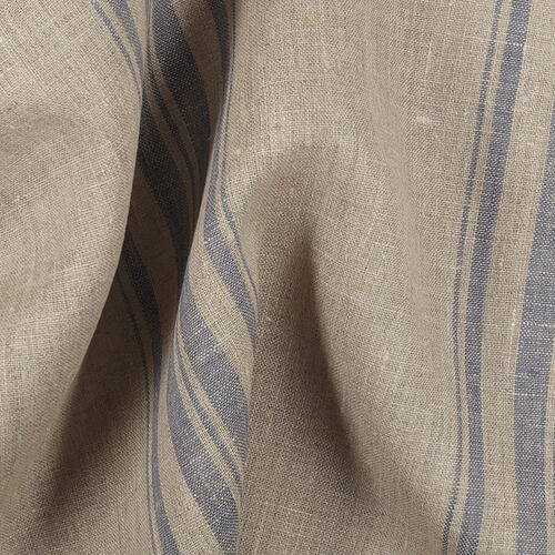 IL084 Narrow Width 100% Linen Fabric Natural / Blue Mirage - Remy Softened