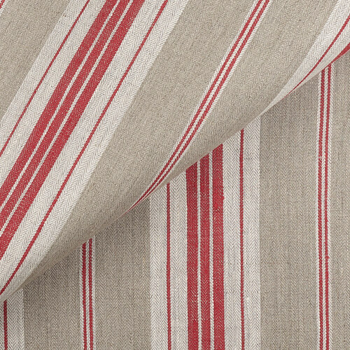 IL087 French Ticking 100% Linen Fabric Mlt-1 - Normandy Fs Premier Finish