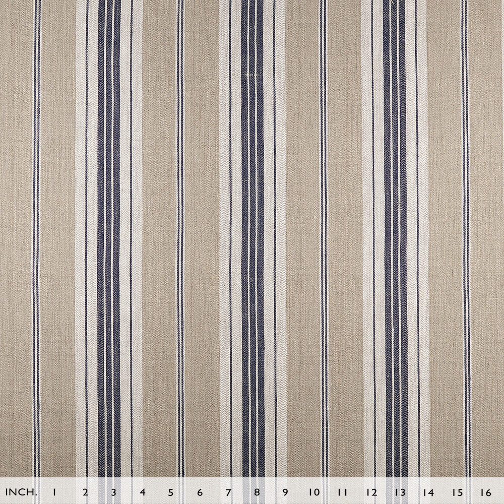 IL087 French Ticking 100% Linen Fabric Mlt-2 - Normandy Fs Premier Finish