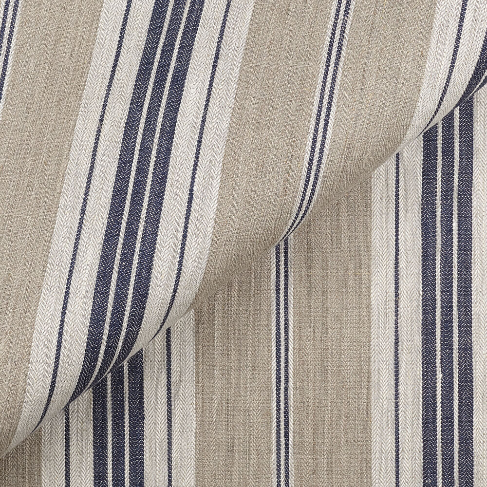 IL087 French Ticking 100% Linen Fabric Mlt-2 - Normandy Fs Premier Finish