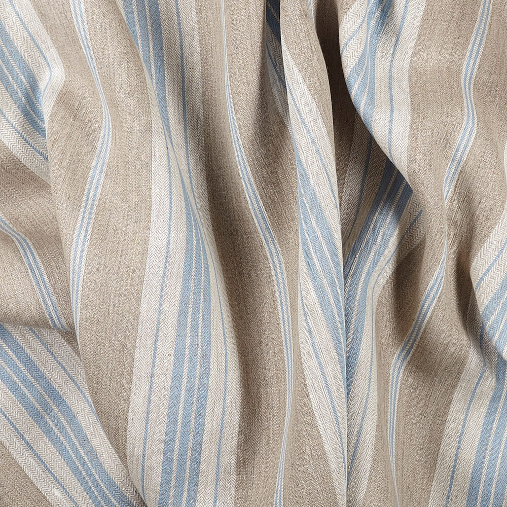 IL087 French Ticking 100% Linen Fabric Mlt-3 - Normandy Fs Premier Finish