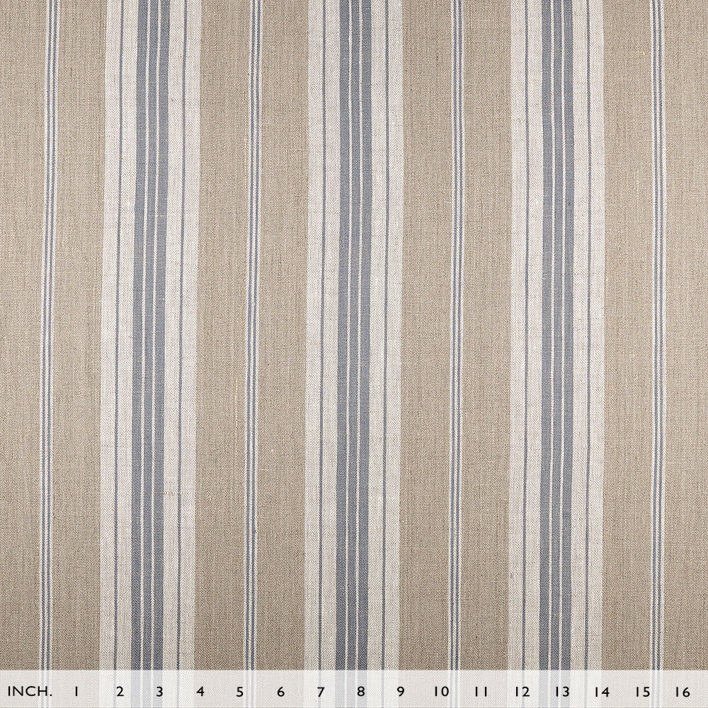 IL087 French Ticking 100% Linen Fabric Mlt-6 - Normandy Fs Premier Finish