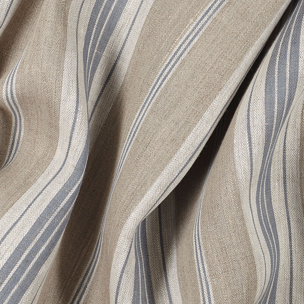 IL087 French Ticking 100% Linen Fabric Mlt-6 - Normandy Fs Premier Finish