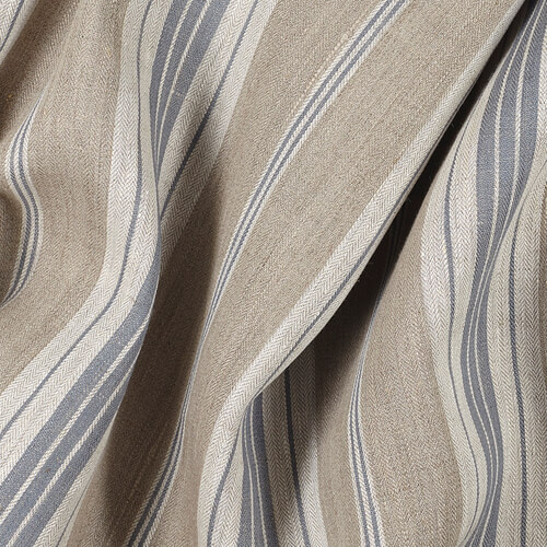 IL087 French Ticking 100% Linen Fabric Mlt-6 - Normandy Fs Premier Finish