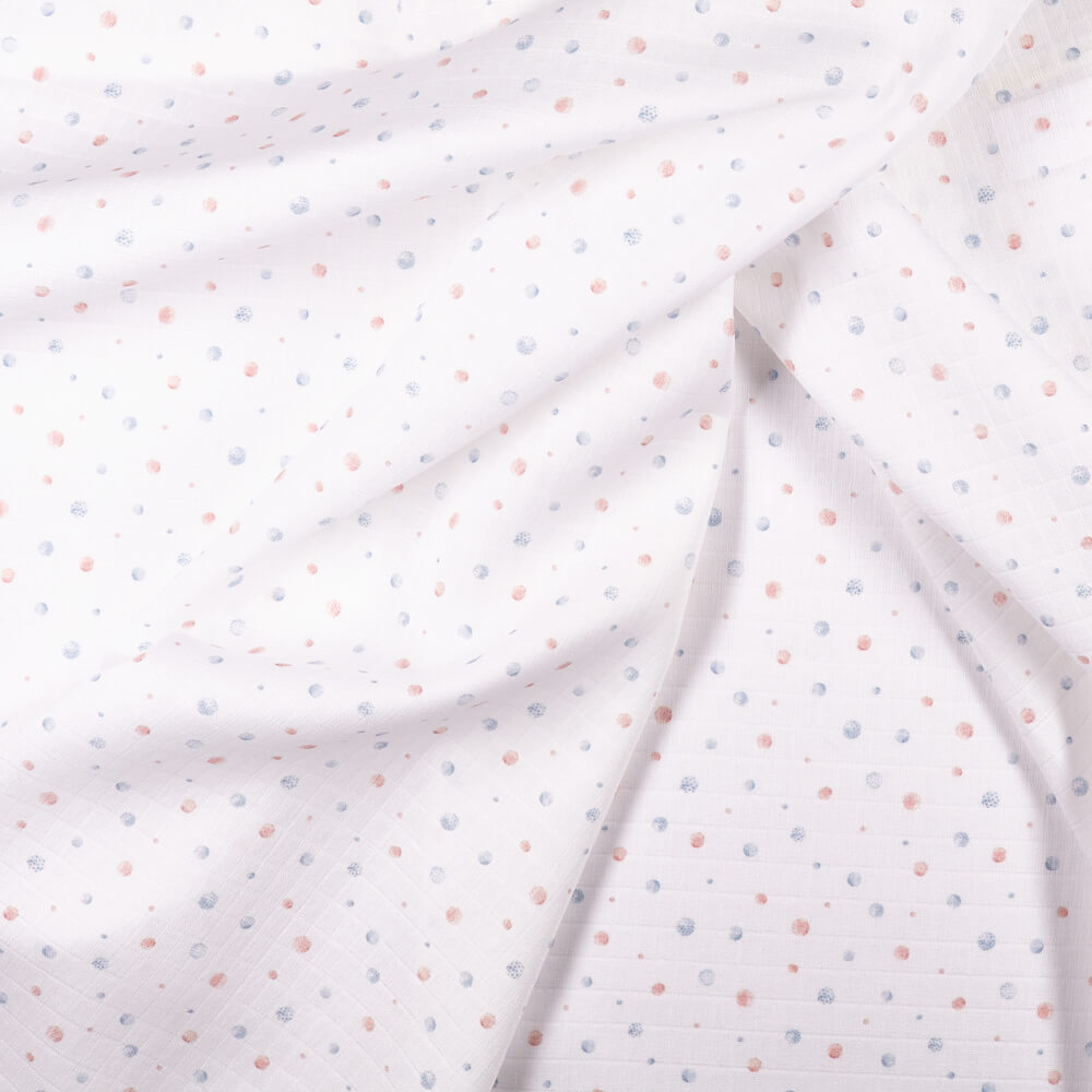 IC008 Muslin 100% Cotton Fabric White / Mlt Peas Softened