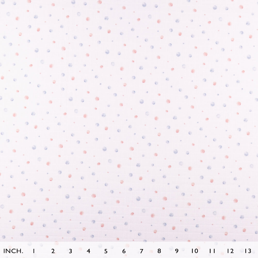 IC008 Muslin 100% Cotton Fabric White / Mlt Peas Softened