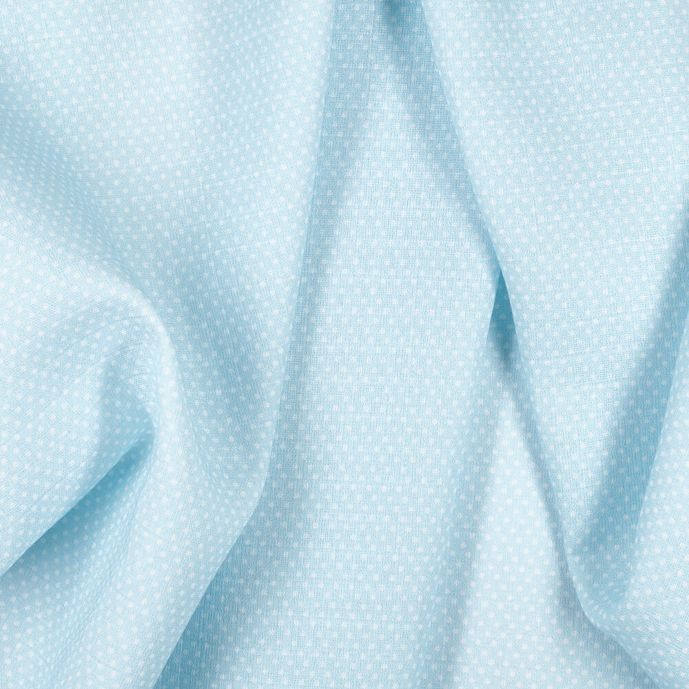 IC008 Muslin 100% Cotton Fabric Blue / White  Dots 1/16″ Softened