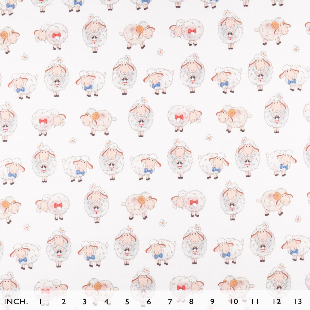 IC008 Muslin 100% Cotton Fabric White / Mlt Soft Sheep Softened
